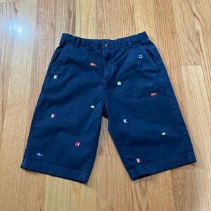 Boys Brooks Brothers Fleece Shorts Size 16 Navy Blue Chinos All Over Print